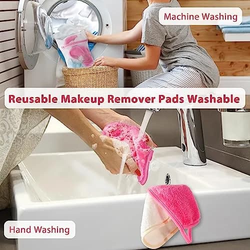 Natwag Reusable Makeup Remover Cloths 15cm x 15cm (6" x 6") | Pack of 12 Microfiber Face Washcloths with Mesh Bag thumbnail 7