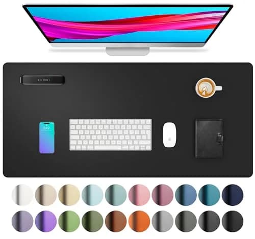 Aothia Black PU Leather Desk Pad Protector 60cm x 35cm (23.6" x 13.7") | Non-Slip Waterproof Surface for Office & Home thumbnail 1