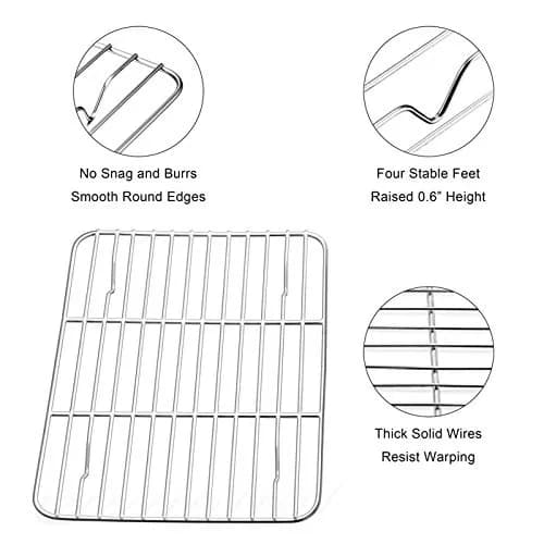 E-far Stainless Steel Cooling Rack Set of 2, 11.6'' x 9'' | Rust-Free & Oven-Safe for Baking & Roasting thumbnail 3