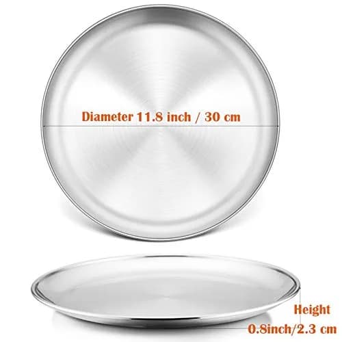 P&P CHEF 12 Inch Pizza Pan, Stainless Steel Baking Tray for Oven, Silver thumbnail 2