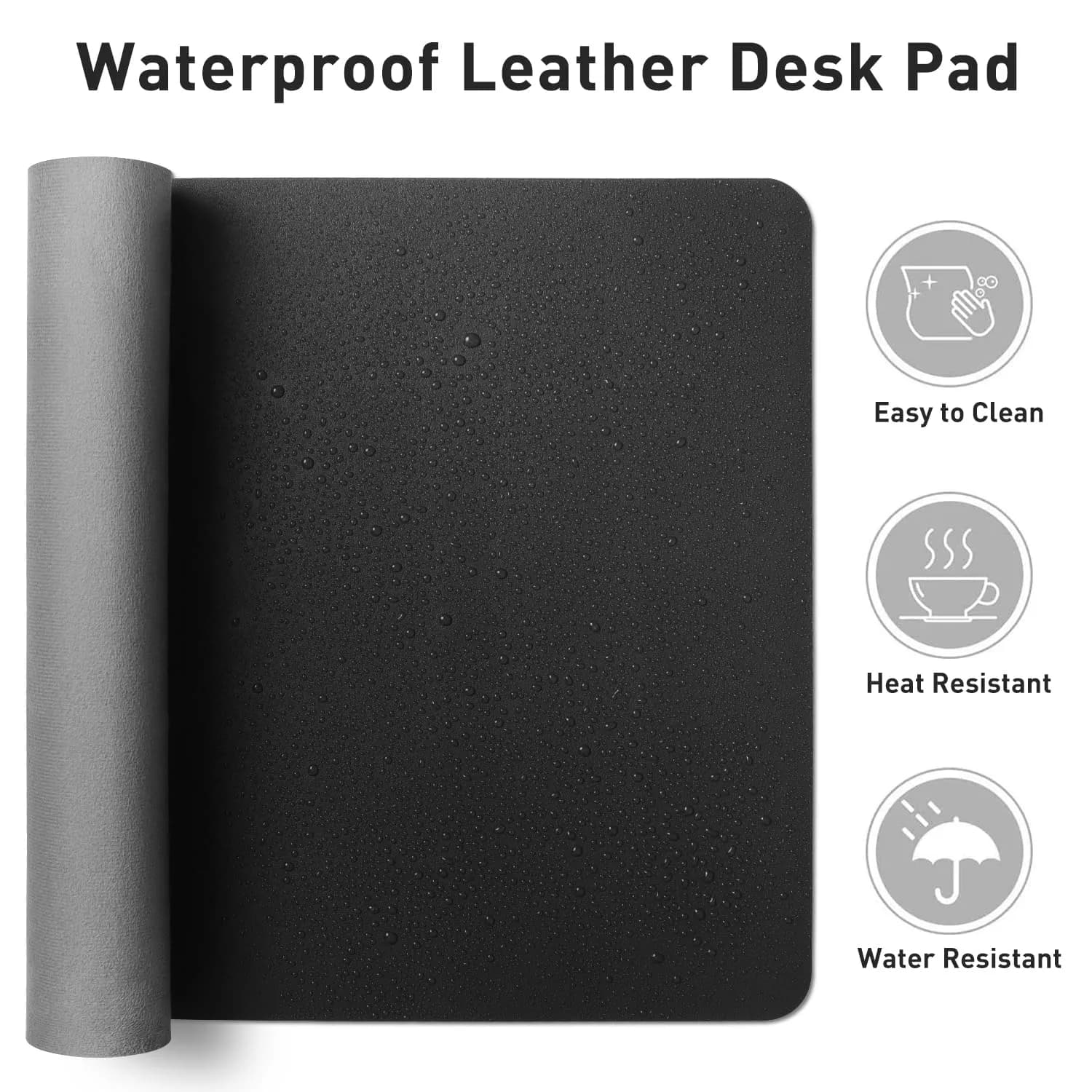 Aothia Black Leather Desk Pad Protector, 36" x 17" | Protects Desk from Scratches, Stains, Spills, Heat thumbnail 6