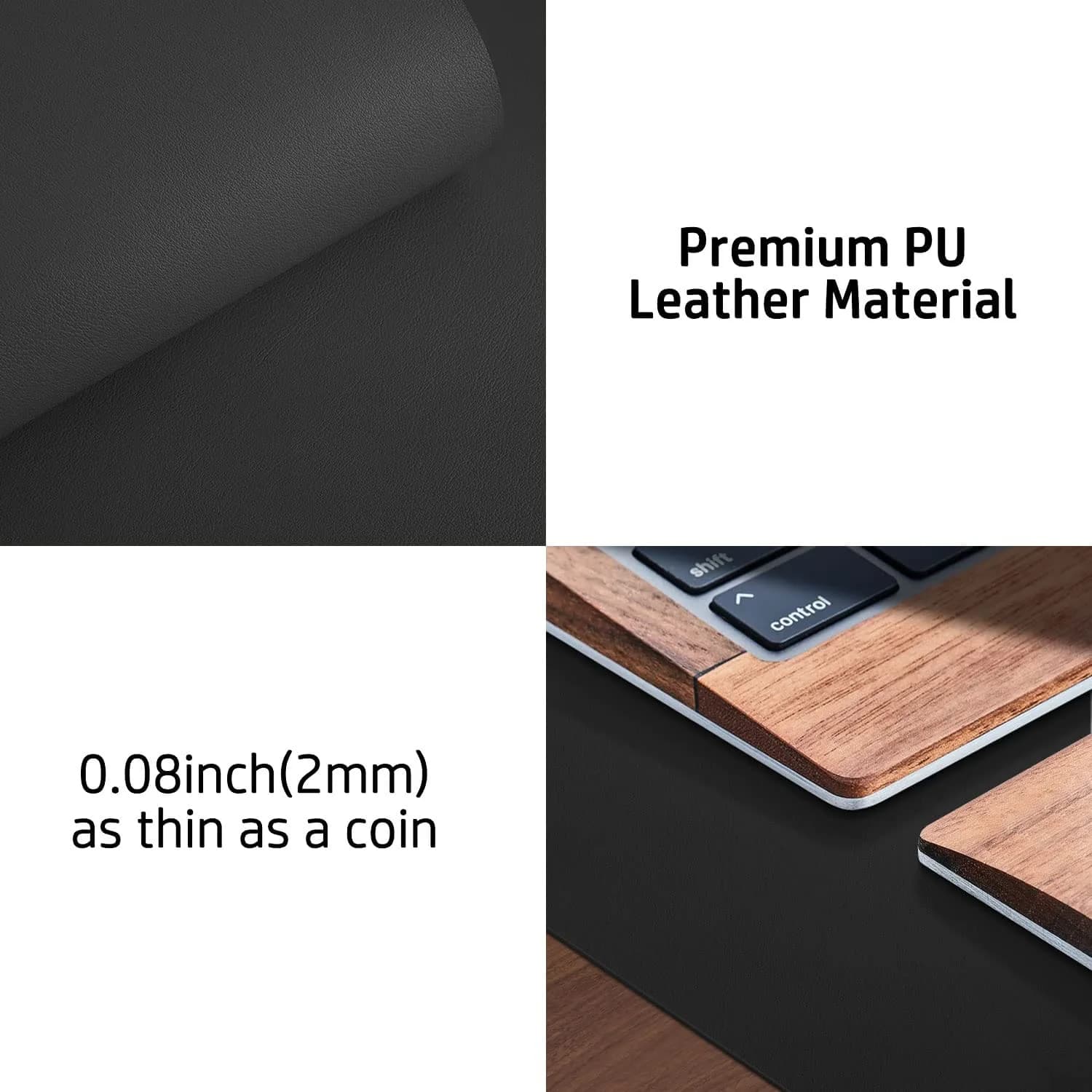 Aothia Black Leather Desk Pad Protector, 36" x 17" | Protects Desk from Scratches, Stains, Spills, Heat thumbnail 8