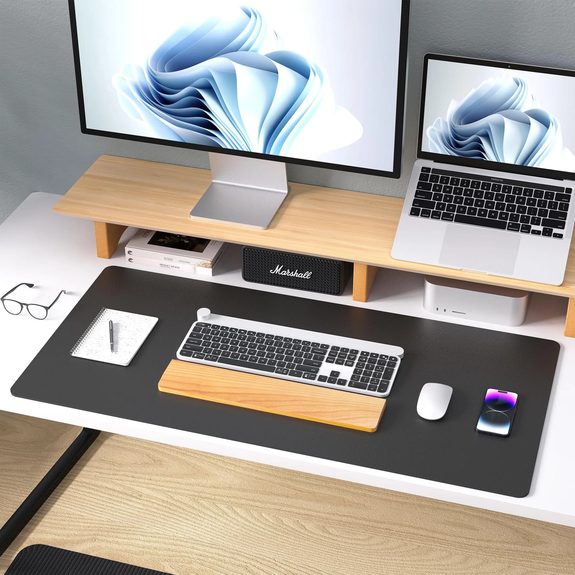 Aothia Black Leather Desk Pad Protector, 36" x 17" | Protects Desk from Scratches, Stains, Spills, Heat thumbnail 9