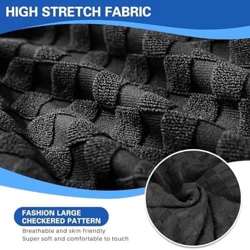 MAXIJIN 3 Piece Jacquard Couch Covers for 2 Cushion Couch Stretch Non Slip Love Seat Couch Cover for Dogs Pet Friendly Elastic Furniture Protector Loveseat Slipcovers (Loveseat, Black) thumbnail 4