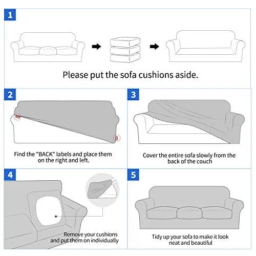 MAXIJIN 3 Piece Jacquard Couch Covers for 2 Cushion Couch Stretch Non Slip Love Seat Couch Cover for Dogs Pet Friendly Elastic Furniture Protector Loveseat Slipcovers (Loveseat, Black) thumbnail 7