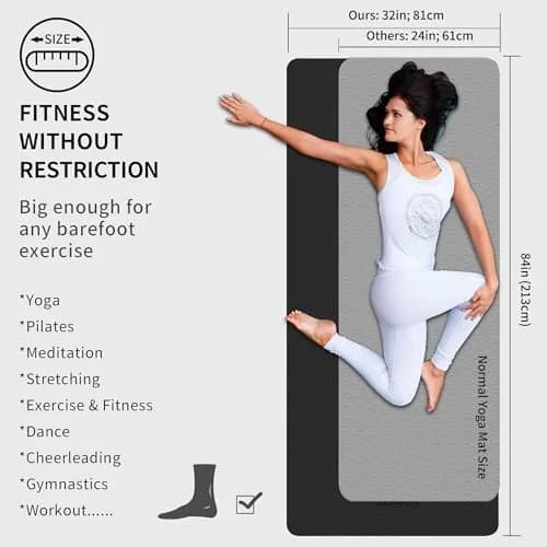 CAMBIVO Yoga Mat for Men and Women | Extra Long & Wide 213cm x 81cm | Non Slip, 6mm Thick thumbnail 2