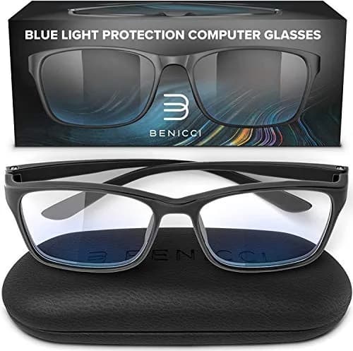 Benicci Blue Light Blocking Glasses with Case | Classic Frame, Unisex Fit, Blocks Glare thumbnail 1