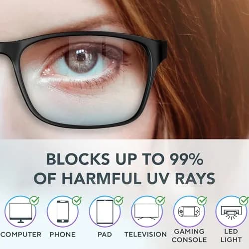 Benicci Blue Light Blocking Glasses with Case | Classic Frame, Unisex Fit, Blocks Glare thumbnail 2