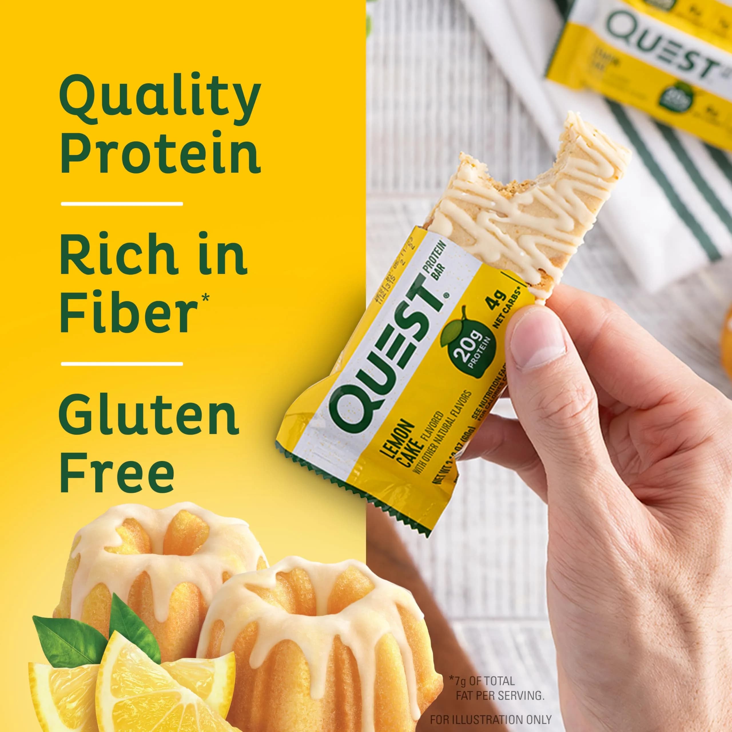 Quest Lemon Cake Protein Bars 12 Count | High Protein, Low Carb, Gluten Free, Keto Friendly thumbnail 3