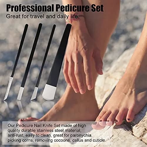LOOKSEVEN Pedicure Knife Set 4 Pieces Stainless Steel | For Ingrown Toe Nails & Callus Removal thumbnail 5