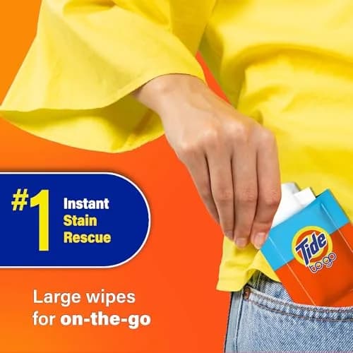 Tide To Go Stain Remover Wipes 30 Count (156 ml / 5.25 Fl Oz) | Instant Stain Removal for Clothes thumbnail 2