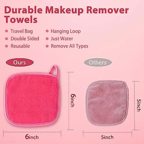 Natwag Reusable Microfiber Makeup Remover Cloths 15cm x 15cm (6"x 6") | Gentle Cleansing for Sensitive Skin (12 Pack, Pink) thumbnail 5
