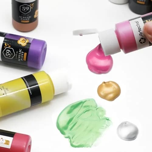 Artecho Metallic Acrylic Paint Set 12 Colors 59ml | Rich Metallic Finish for Art & Crafts thumbnail 5