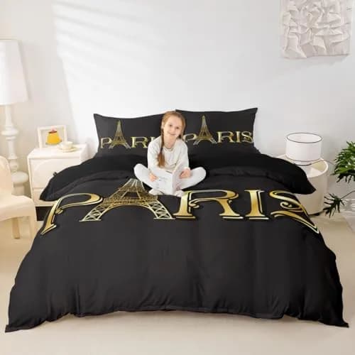 Erosebridal Paris Bedding Set Queen Size | Modern Kids Eiffel Tower Bedding for Teens & Bedroom Decor thumbnail 1