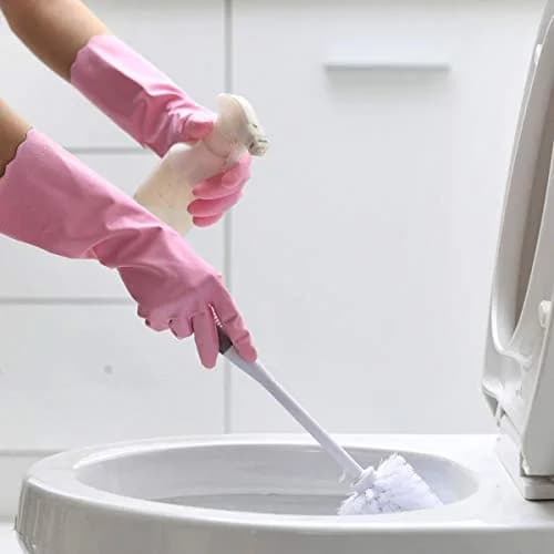 HSL Latex-Free Cleaning Gloves, Cotton Flocked Liner, 3 Pairs, Medium | Moisture Absorbing, Reusable Household Gloves thumbnail 6