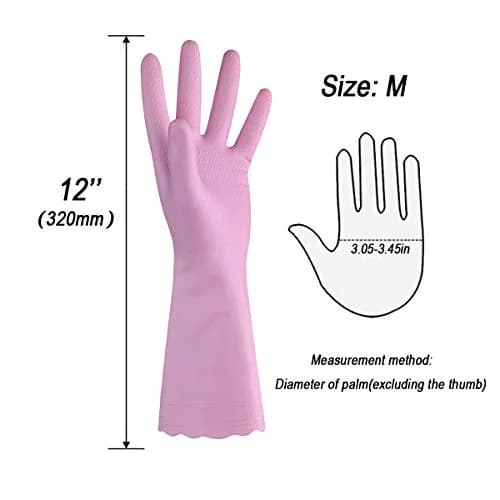 HSL Latex-Free Cleaning Gloves, Cotton Flocked Liner, 3 Pairs, Medium | Moisture Absorbing, Reusable Household Gloves thumbnail 2