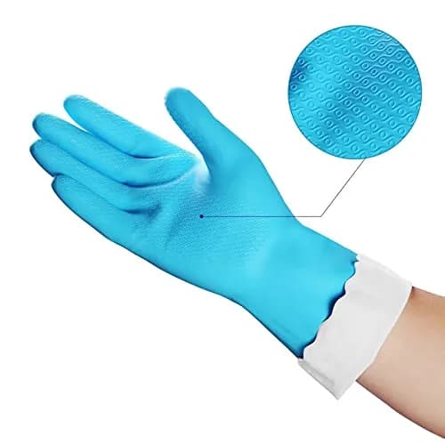 HSL Latex-Free Cleaning Gloves, Cotton Flocked Liner, 3 Pairs, Medium | Moisture Absorbing, Reusable Household Gloves thumbnail 3