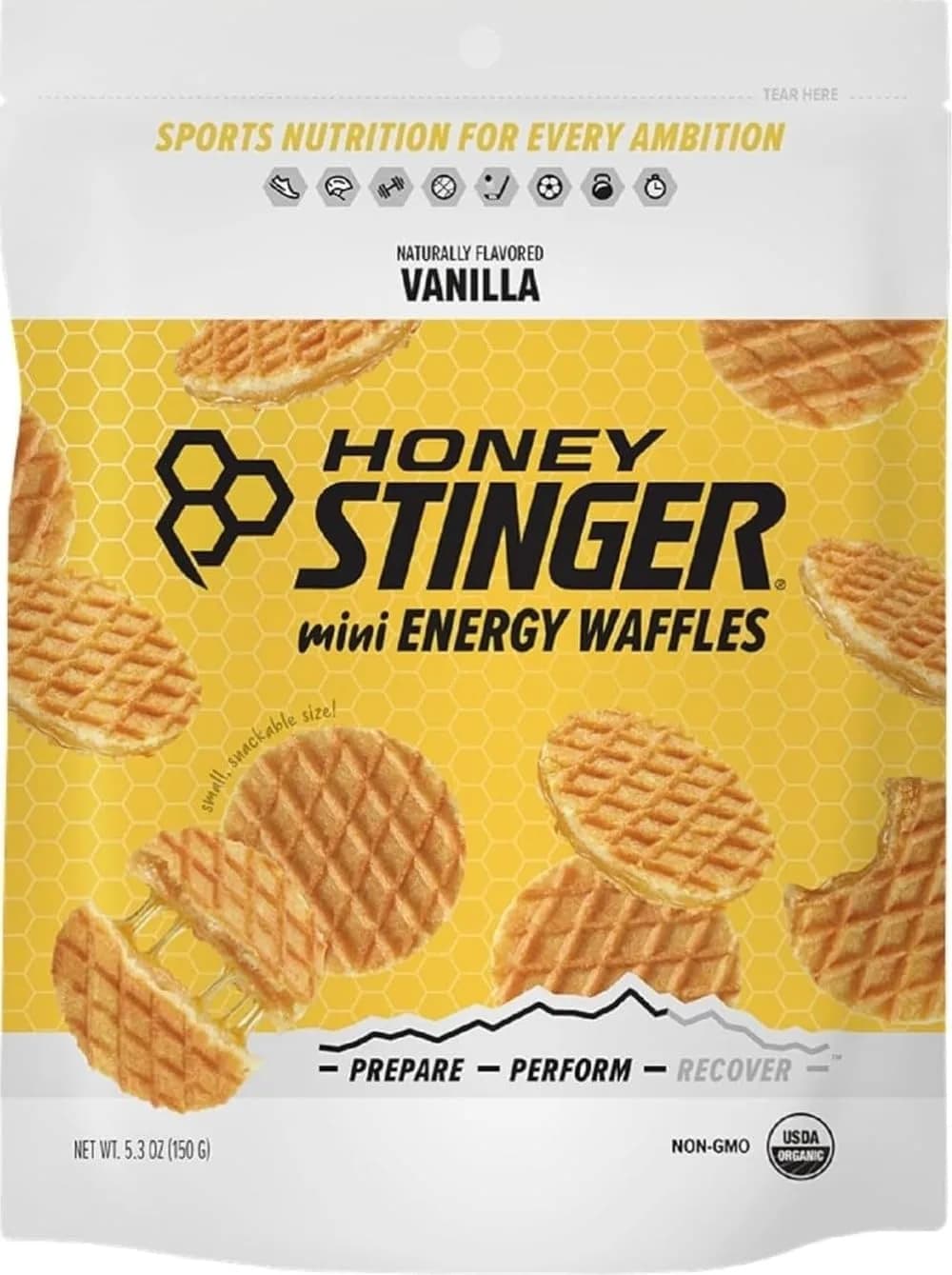 Honey Stinger Organic Mini Vanilla Waffles 5.3 oz (150 g) | USDA Organic Energy Snack