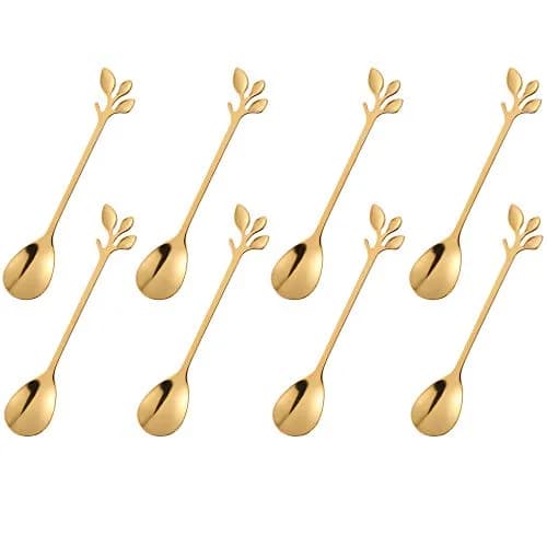 CAMDEA Gold Plated Stainless Steel Mini Coffee Espresso Spoons, Set of 8, 12.4cm (4.9 inch) | Polished Steel for Desserts & Stirring thumbnail 1