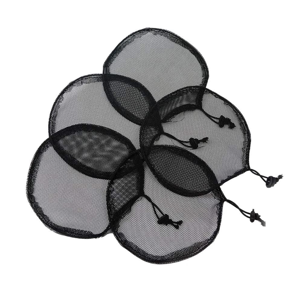 YANTAISIYU Black Ponytail Hair Net with Elastic Drawstring | Durable Nylon, 5 pcs for Hair Bun & Wig Making (Round, 15cm Diameter) - main product image