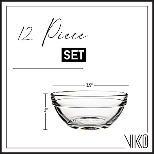 Vikko Small Glass Bowls 3.5" | Versatile Prep & Serving Bowls in Clear Glass thumbnail 4