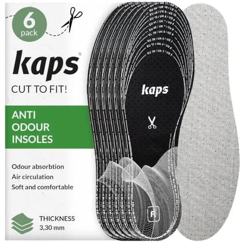 Kaps Odour Stop Shoe Insoles 6 Pair Pack Cut to Fit | Activated Charcoal Odour Control thumbnail 1