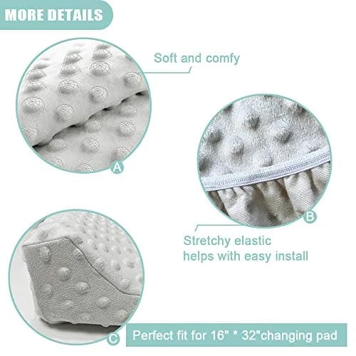 OWLOWLA Changing Pad Cover, Soft Minky Dots, Silver Gray | Ultra-Soft & Breathable for Baby Comfort thumbnail 3