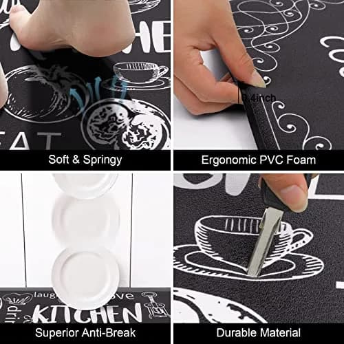 HEBE Anti-Fatigue Kitchen Mats Set of 2 | 1 cm (0.4 inch) Thick Cushioned Comfort for Floor, Sink, Stove, Laundry Room, Office thumbnail 3