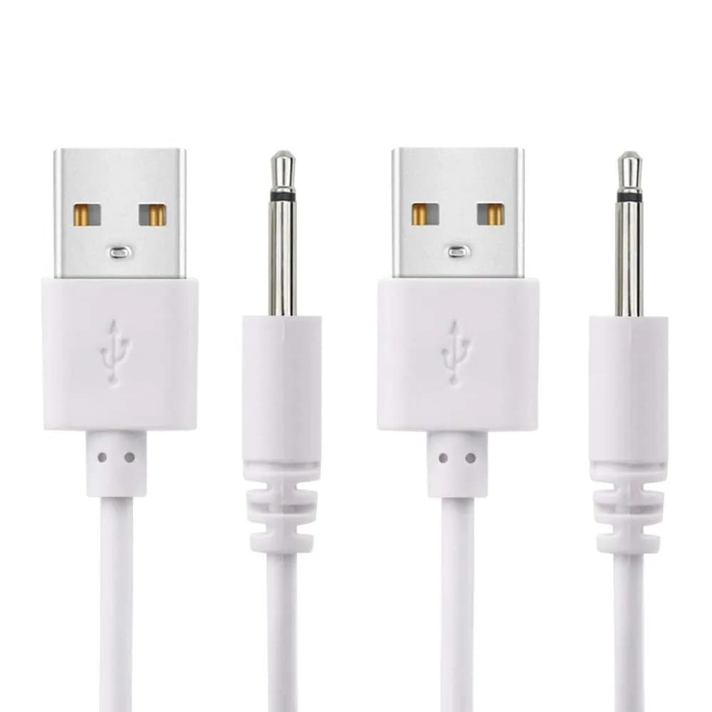 BATSOEASY 2 Pack 2.7ft Replacement DC Charging Cable | USB to 2.5mm Fast Charger Cord Adapter — White