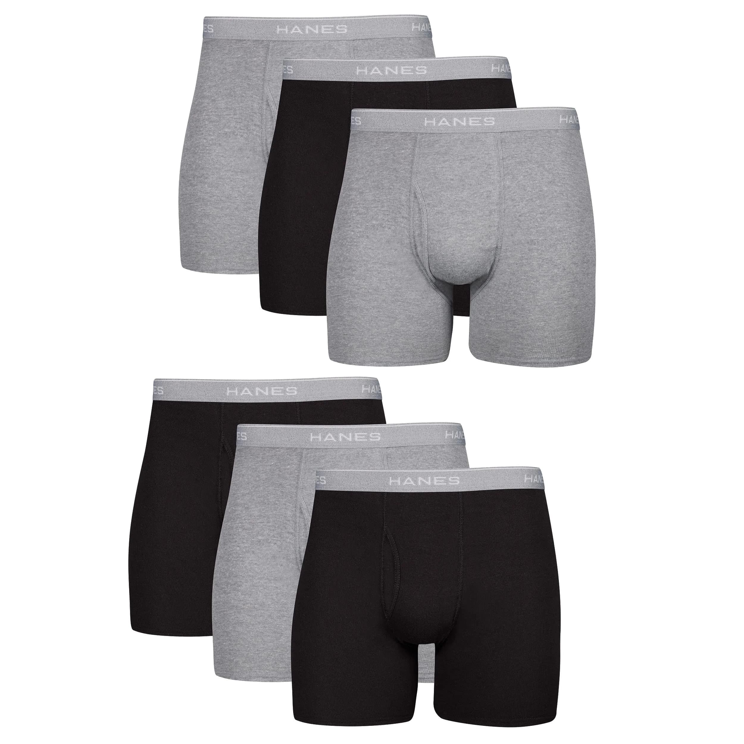 Hanes Men's Boxer Briefs 6 Pack, Medium | Cool Dri Moisture-Wicking Cotton Blend - main product image
