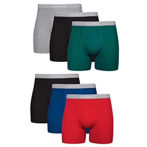Hanes Men Boxer Briefs, Cool Dri Moisture-Wicking Cotton, No-Ride-up, Multi-Pack, Sizes Up to 3XL | Breathable Comfort thumbnail 1