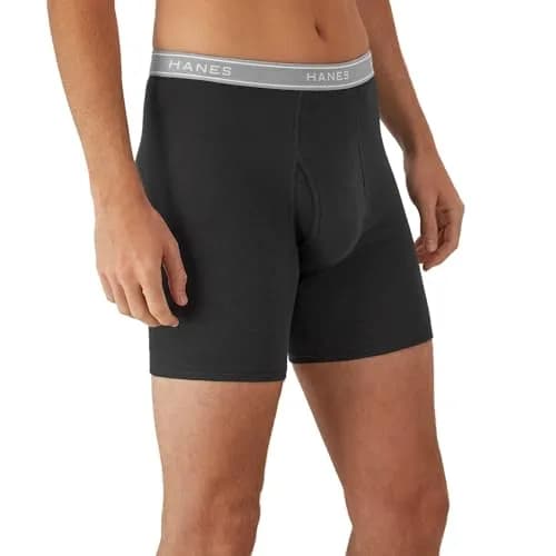 Hanes Men Boxer Briefs, Cool Dri Moisture-Wicking Cotton, No-Ride-up, Multi-Pack, Sizes Up to 3XL | Breathable Comfort thumbnail 4