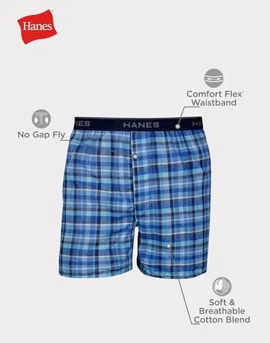 Hanes Men's Tagless Boxer Large | Moisture-Wicking Cotton Blend, Assorted Colors thumbnail 6