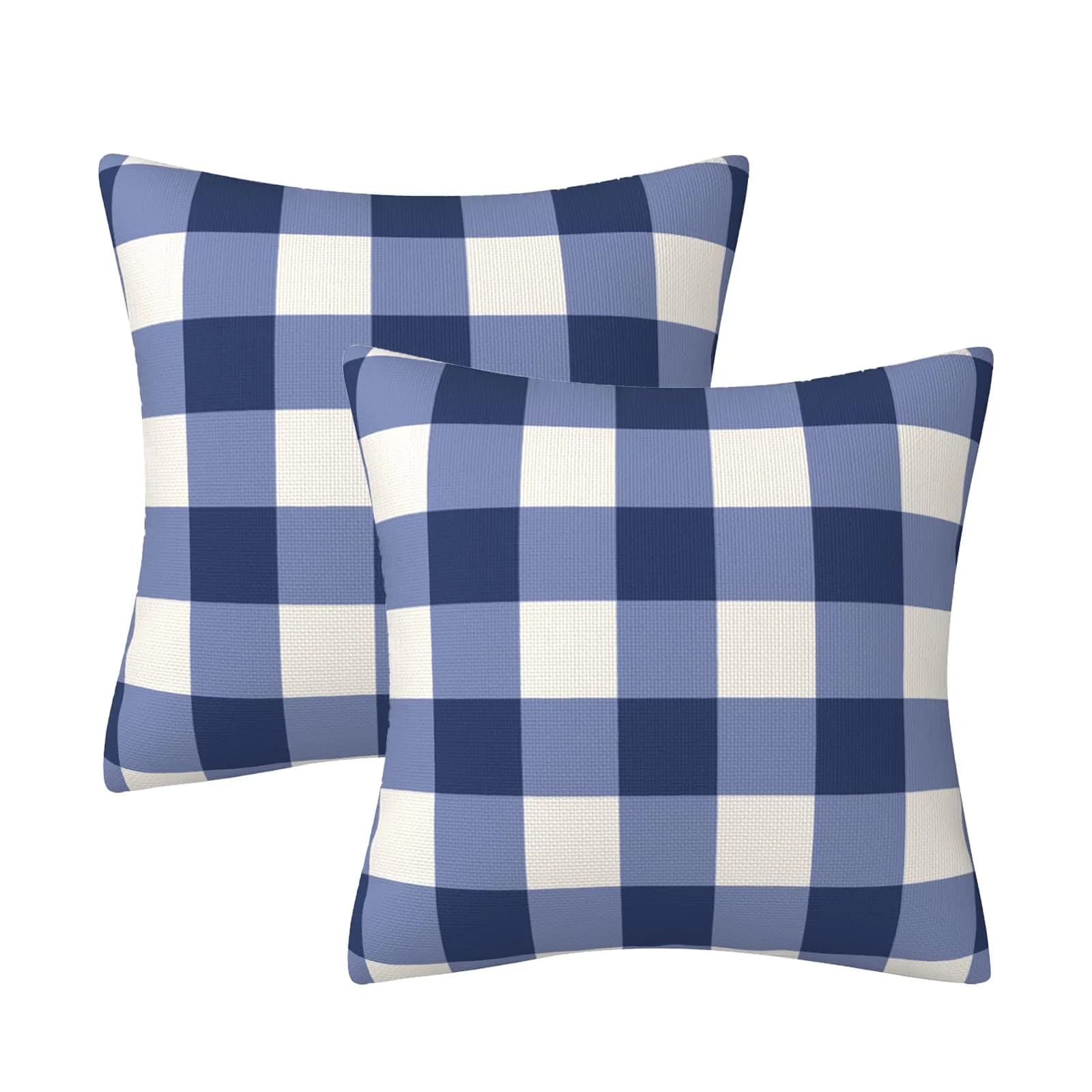AHAHM Yellow and White Buffalo Check Plaid Throw Pillow Cover 45x45cm (18x18 Inch) Set of 2 | Farmhouse Decorative Cushion Case — Blue / 18" x 18"