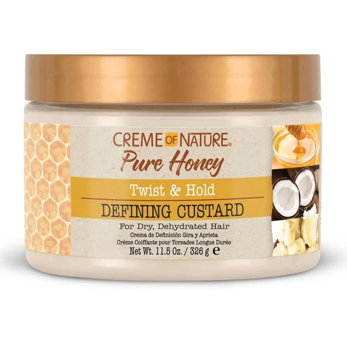 Creme of Nature Defining Custard, Pure Honey, Coconut Oil & Shea Butter, 11.5 Oz | Long-Lasting Curl Definition & Shine - main product image