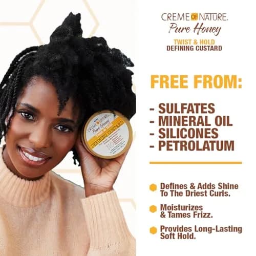 Creme of Nature Defining Custard, Pure Honey, Coconut Oil & Shea Butter, 11.5 Oz | Long-Lasting Curl Definition & Shine thumbnail 2
