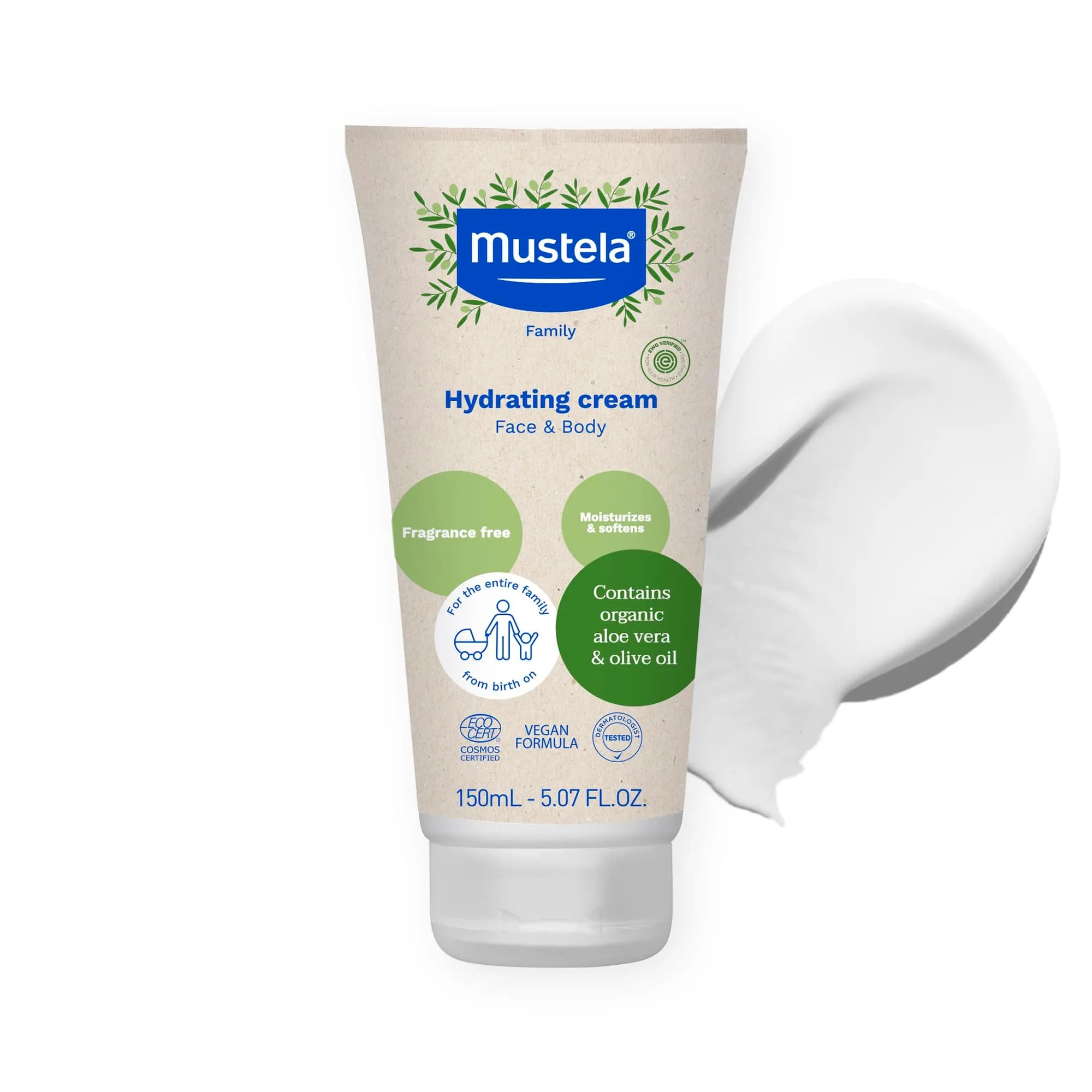 Mustela Certified Organic Hydrating Cream - 5.07 oz | Fragrance-Free, Vegan, Organic