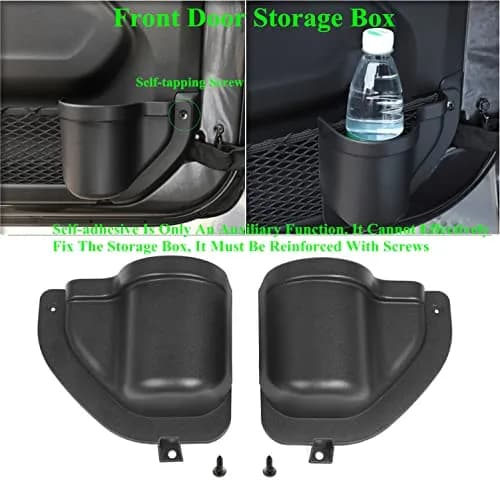 YOCTM 2-PACK Front Door Organizer Tray for Jeep Wrangler JL 2018-2025 | Interior Storage Box thumbnail 2