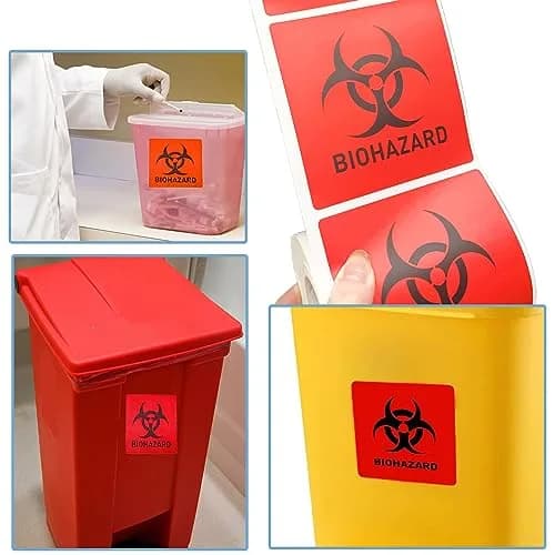 BEMAXYE Biohazard Danger Safety Warning Labels 1"x1" (250 Pcs/Roll) | High Temp Resistance Waterproof Vinyl Stickers thumbnail 4