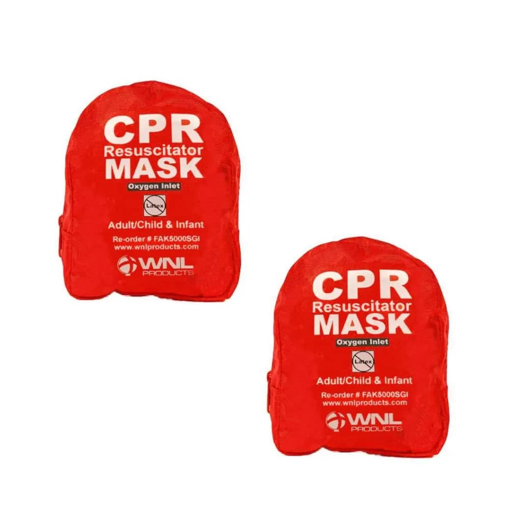 WNL Products CPR Rescue Mask Kit with Infant Mask, Adult/Child Mask, Soft Case, 2-Pack | Professional Healthcare India