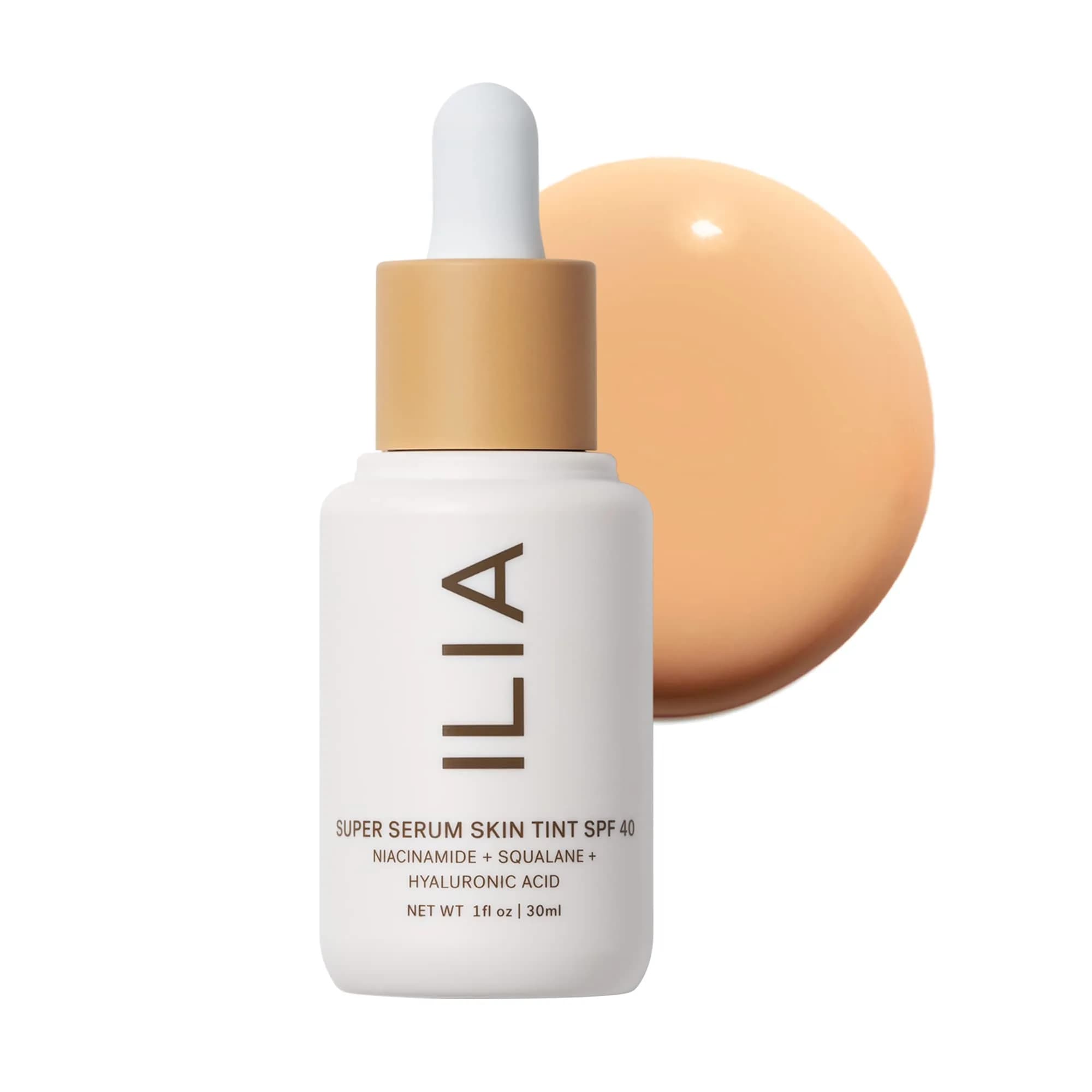 ILIA Super Serum Skin Tint SPF 40 Formosa ST4 29.57ml (1 fl oz) | Dewy Mineral Makeup with Hyaluronic Acid & Niacinamide — ST6 Ora | Light with warm undertones