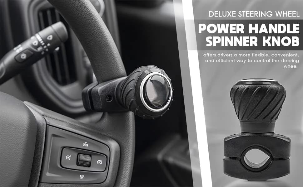 Polar Snow Products Deluxe Steering Wheel Spinner Knob with Universal Fit for Cars, Trucks, Tractors, Mowers, Forklifts, Boats (Black, 1.75" Max Grip) thumbnail 3
