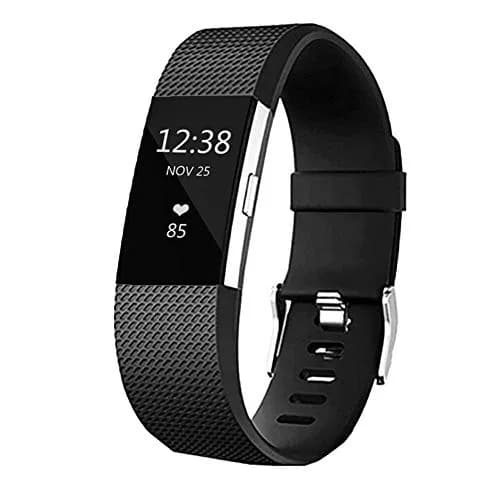 Yuuol Replacement Bands for Fitbit Charge 2, Silicone Adjustable Classic Bands for Fitbit Charge 2, Women Men (Large, Black) thumbnail 1