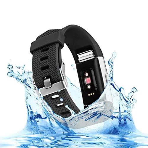 Yuuol Replacement Bands for Fitbit Charge 2, Silicone Adjustable Classic Bands for Fitbit Charge 2, Women Men (Large, Black) thumbnail 3