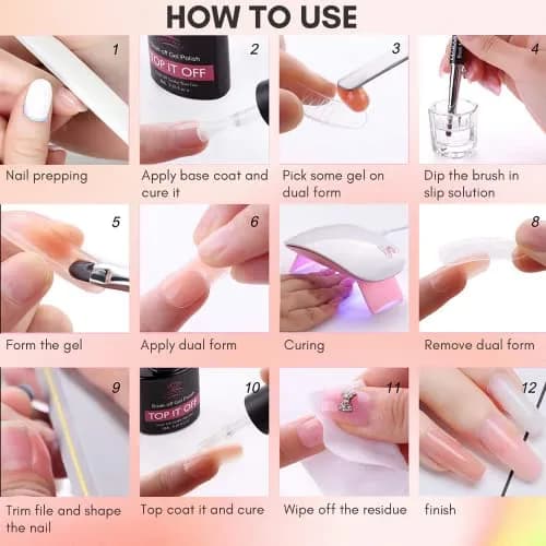 Makartt Nude Colors Poly Nail Gel Kit 15ml (0.5 Fl Oz) | All-in-One Builder Gel Extension Set with Slip Solution, Base, Top Coat, Forms thumbnail 8