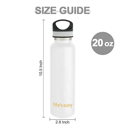 Life's Easy 20 oz Insulated Stainless Steel Sports Water Bottle | Keeps Hot 8h & Cold 24h thumbnail 2