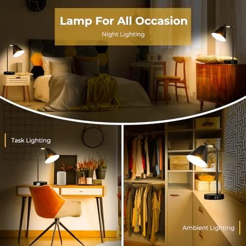 Brightever Industrial Dimmable Desk Lamp with 2 USB Ports, Touch Control, Black Metal, 10.23 inches | Energy Saving & Versatile thumbnail 7