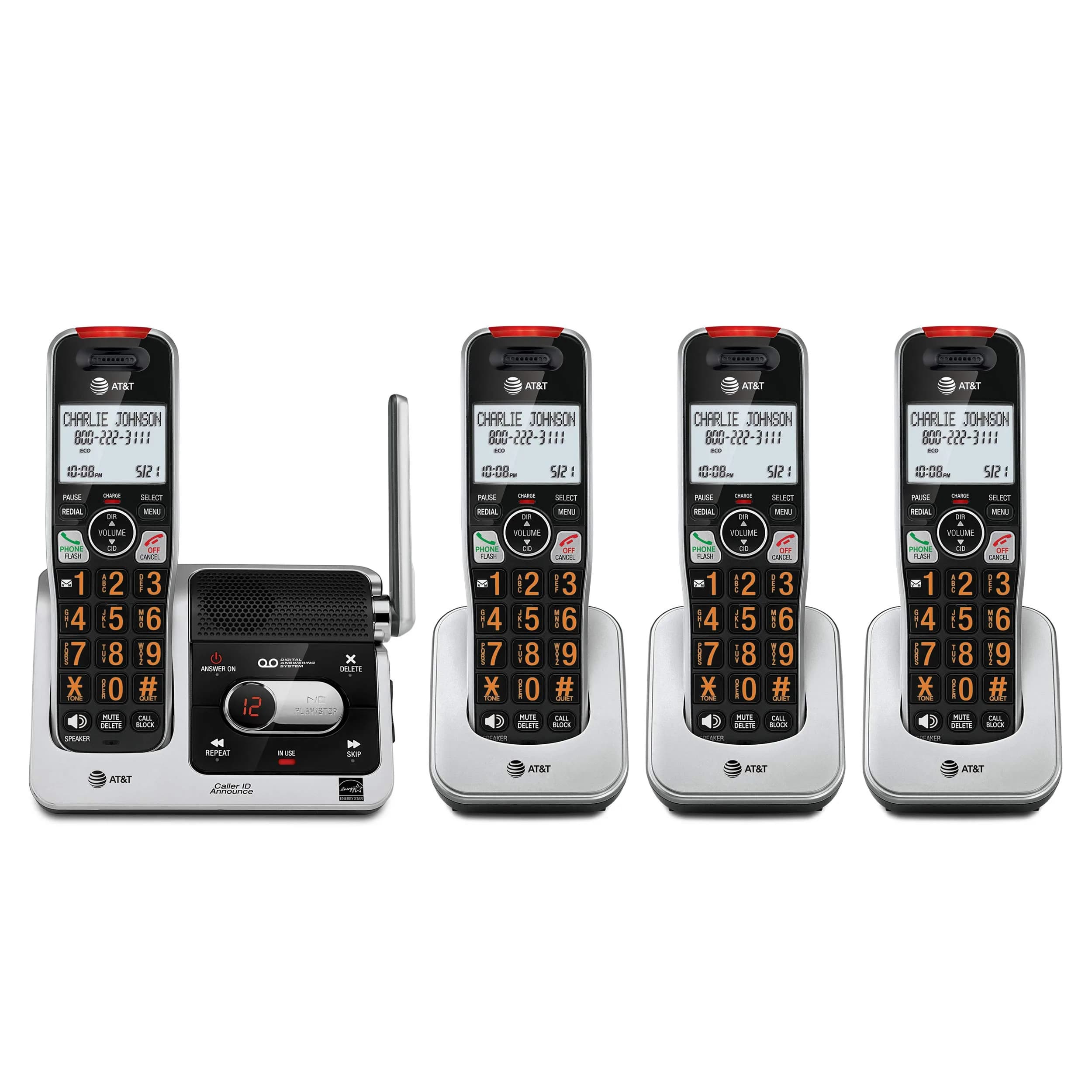 AT&T BL102-4 DECT 6.0 4-Handset Cordless Phone | Unsurpassed Range, Call Blocking, Answering Machine