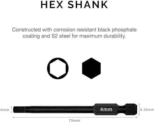 NEIKO 01148A Hex Allen Power Bit Set, 11-Piece Metric Sizes 1.5mm to 8mm | Magnetic Head Bits with 3 Quick Release Shanks thumbnail 2