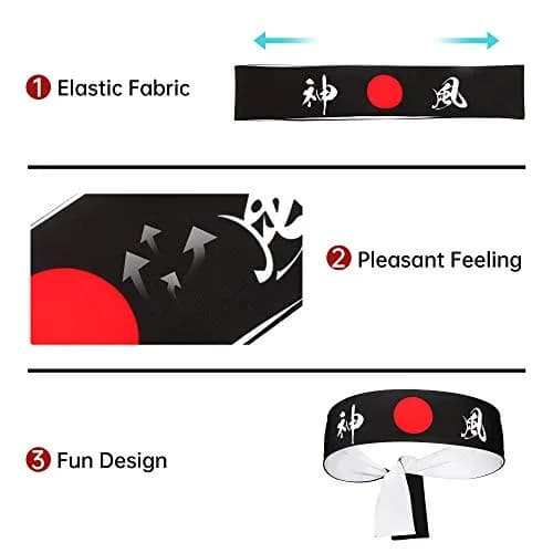 5Chaos Japanese Headband Hachimaki for Karate Cosplay Kitchen Chef | Reversible, Breathable, 38" Sweatband thumbnail 3